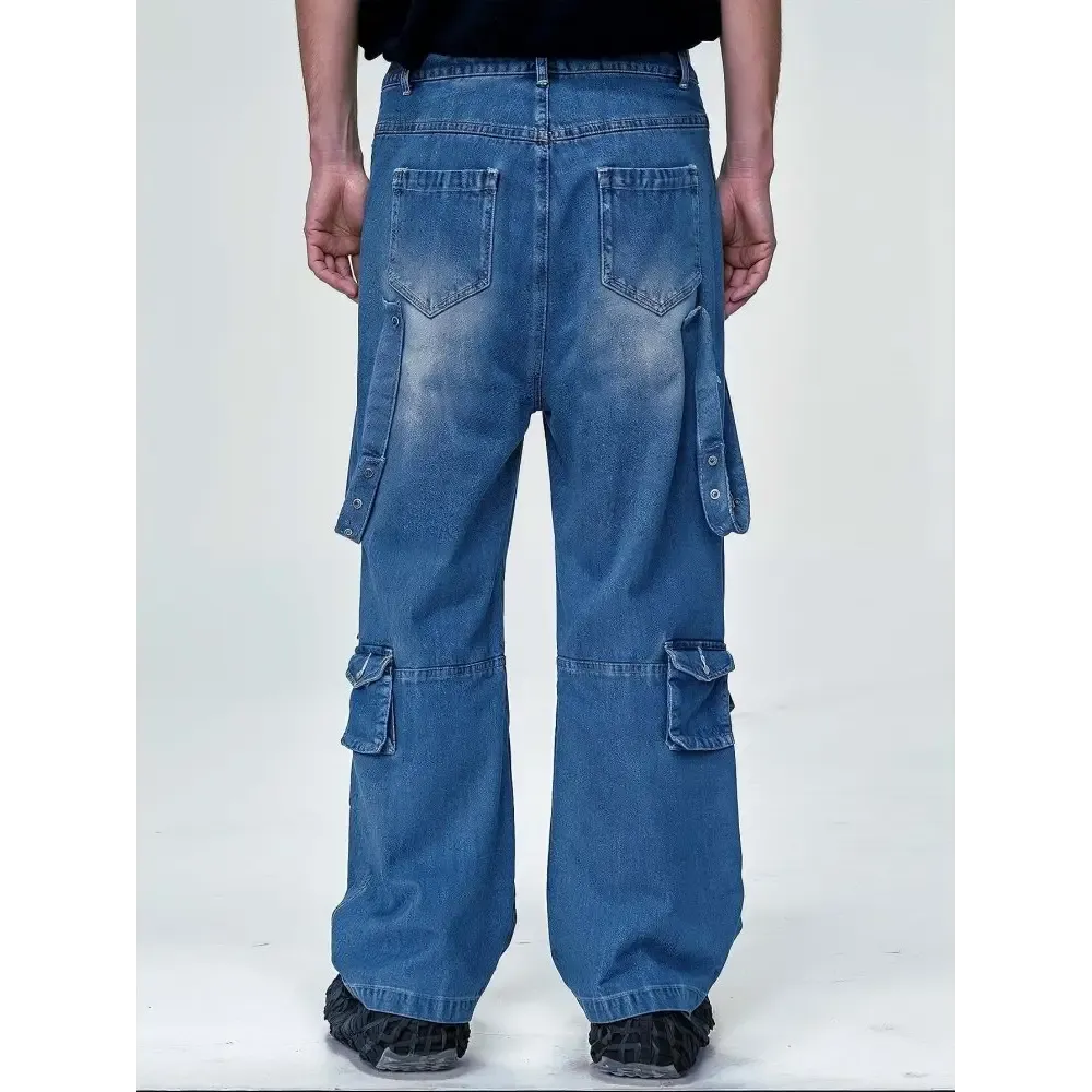 Y2K Gothic Denim Jacket with Full Zip and Loose Fit for Men