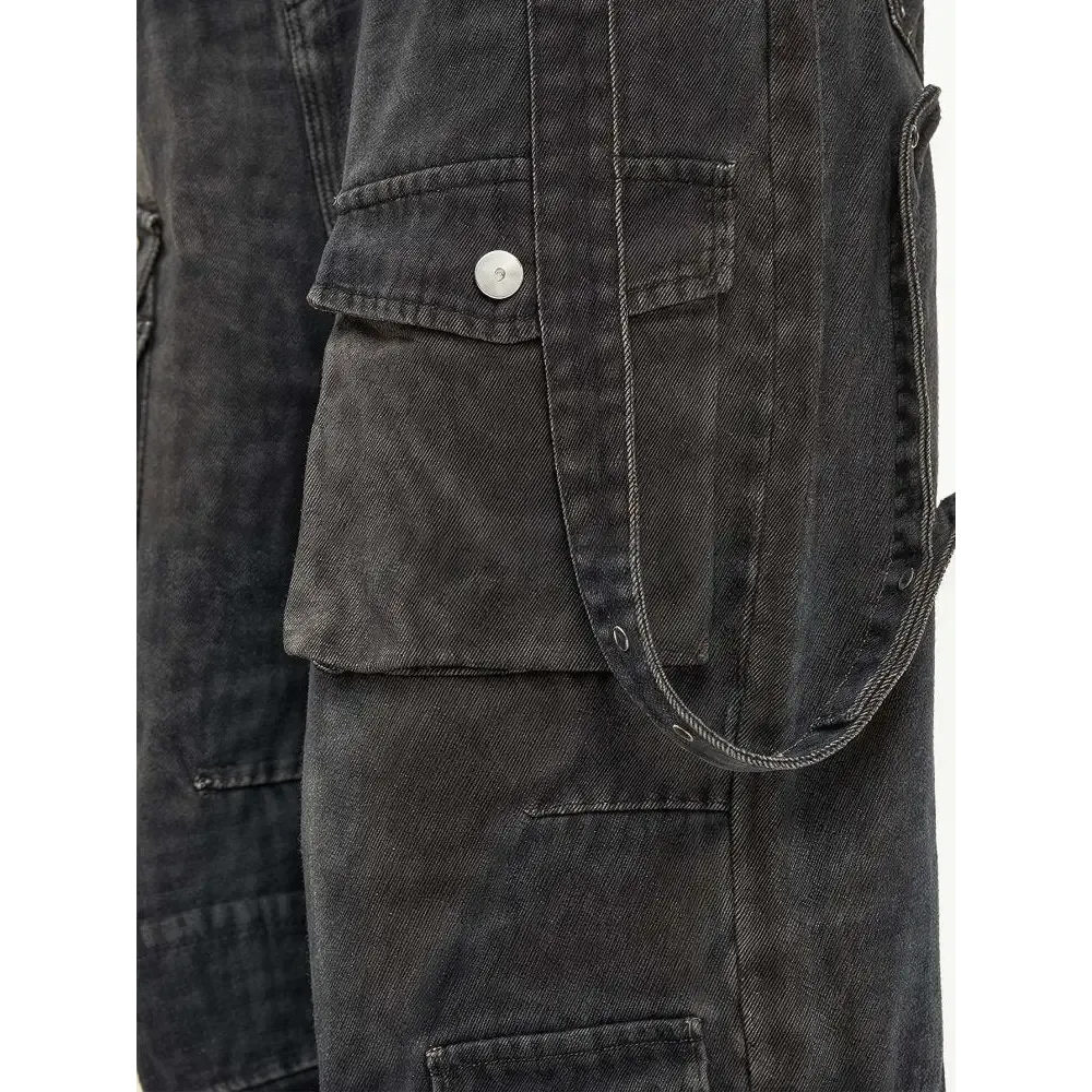 Y2K Gothic Denim Jacket with Full Zip and Loose Fit for Men