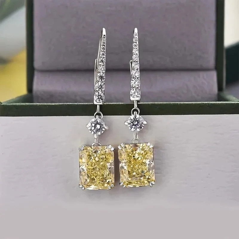 Yellow Citrine Drop Earrings for Engagement Wedding Women Jewelry